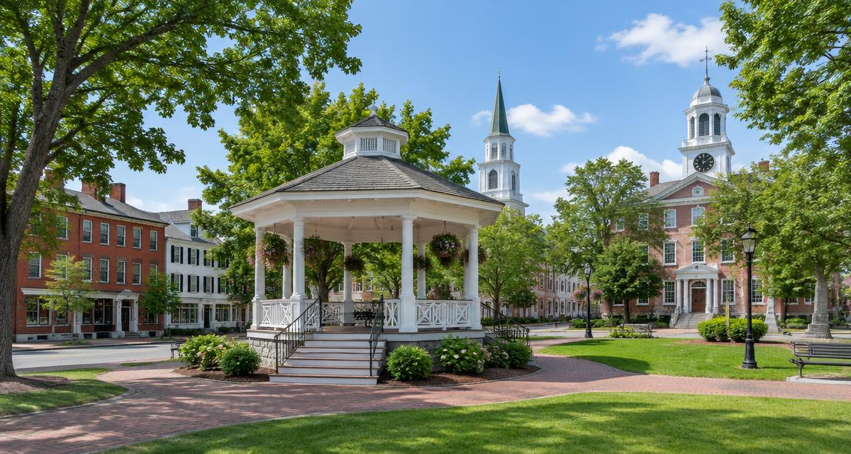 The bandstand on the town square in downtown Exeter, New Hampshire
