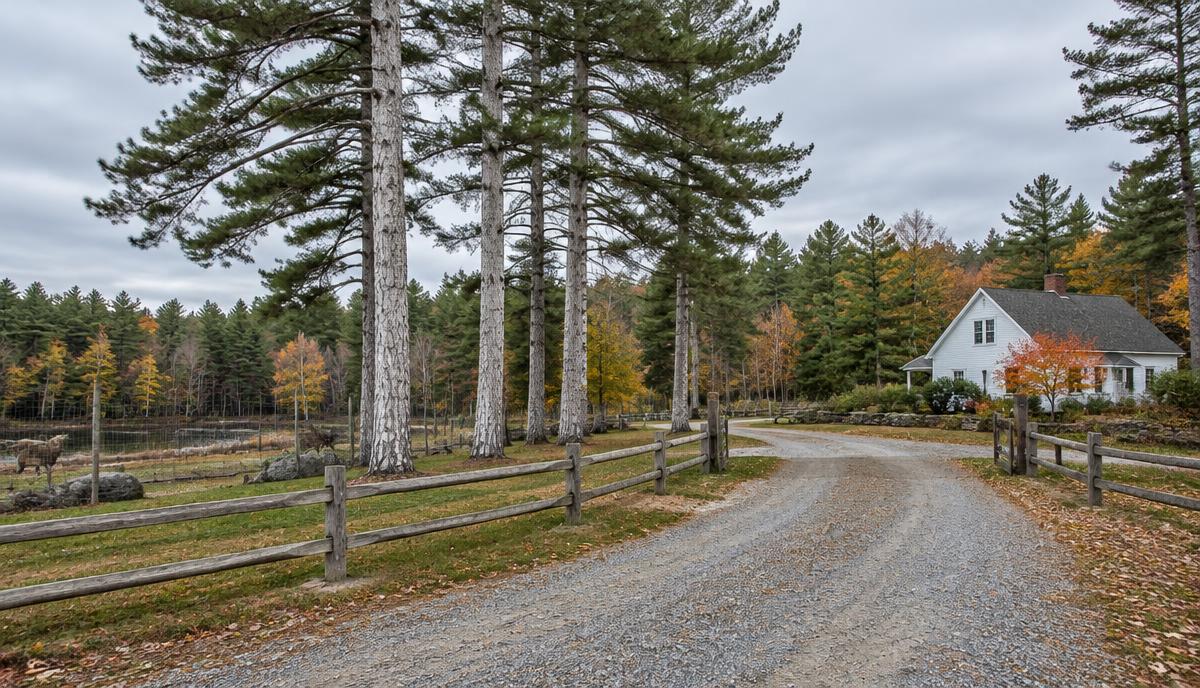 A rural road through Gray, Maine