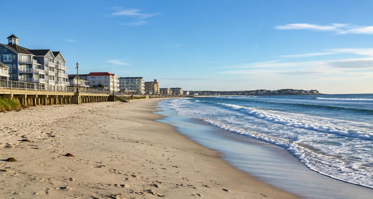 Hampton Beach, New Hampshire, with the boardwalk and Atlantic surf