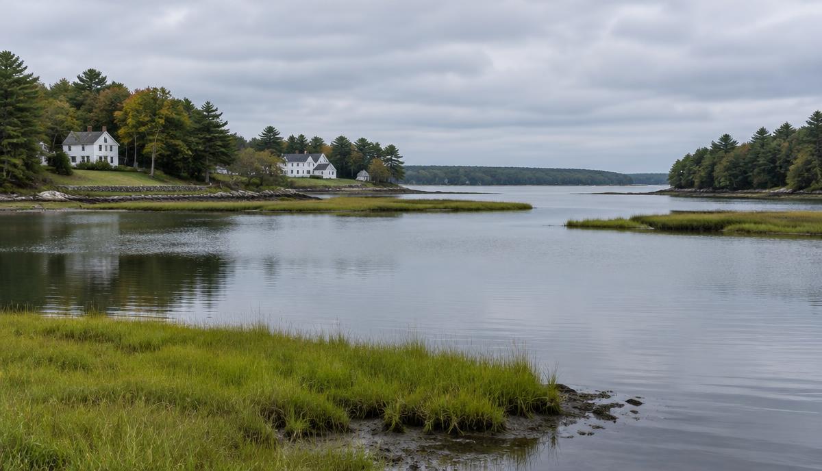 The Great Bay shoreline in Newington, New Hampshire