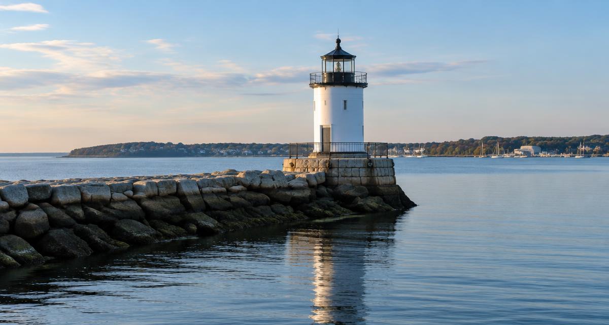 Spring Point Ledge Lighthouse (Bug Light) at the mouth of the Fore River in South Portland, Maine